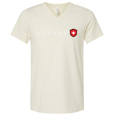 Switzerland Swiss Emblem Suisse V-Neck T-Shirt