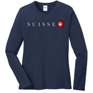 Switzerland Swiss Emblem Suisse Ladies Long Sleeve Shirt