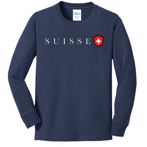 Switzerland Swiss Emblem Suisse Kids Long Sleeve Shirt