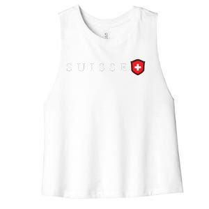 Switzerland Swiss Emblem Suisse Women's Racerback Cropped Tank