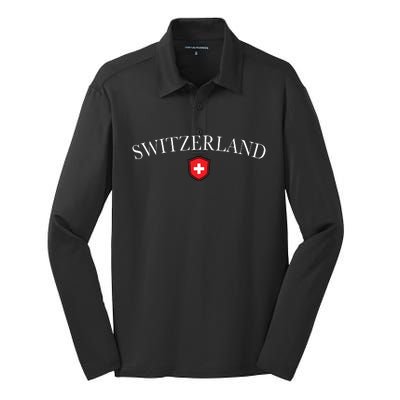 Switzerland Swiss Emblem Silk Touch Performance Long Sleeve Polo