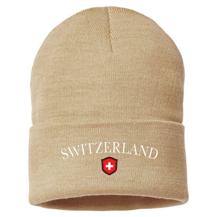 Switzerland Swiss Emblem Sustainable Knit Beanie