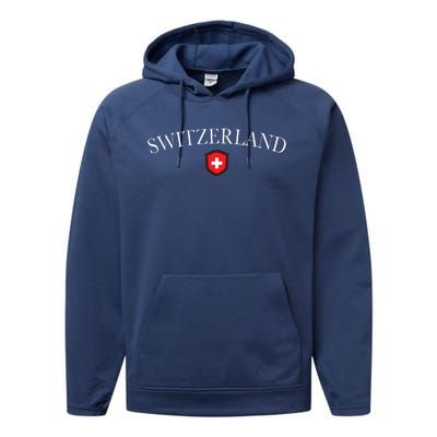 Switzerland Swiss Emblem Performance Fleece Hoodie