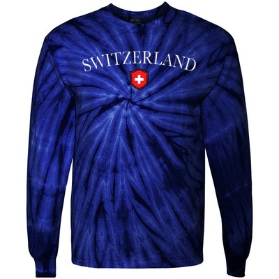 Switzerland Swiss Emblem Tie-Dye Long Sleeve Shirt