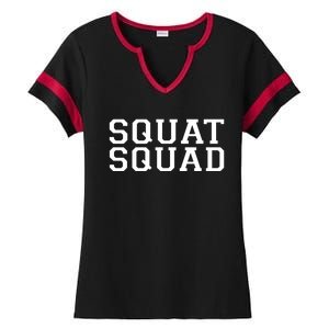 Squat Squad Exercise Gym Black Collegiate Cute Gift Ladies Halftime Notch Neck Tee