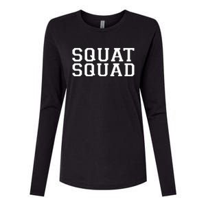 Squat Squad Exercise Gym Black Collegiate Cute Gift Womens Cotton Relaxed Long Sleeve T-Shirt