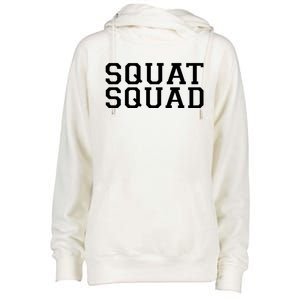 Squat Squad Exercise Gym Black Collegiate Cute Gift Womens Funnel Neck Pullover Hood