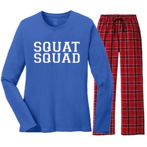 Squat Squad Exercise Gym Black Collegiate Cute Gift Women's Long Sleeve Flannel Pajama Set 