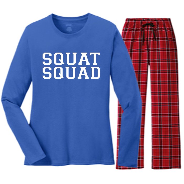 Squat Squad Exercise Gym Black Collegiate Cute Gift Women's Long Sleeve Flannel Pajama Set 