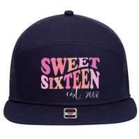 Sweet Sixteen Est 2008 Cute Birthday For Daughter 7 Panel Mesh Trucker Snapback Hat