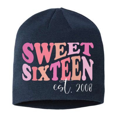 Sweet Sixteen Est 2008 Cute Birthday For Daughter Sustainable Beanie