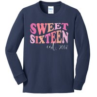 Sweet Sixteen Est 2008 Cute Birthday For Daughter Kids Long Sleeve Shirt