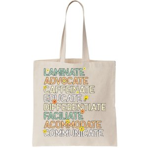 SPED Special Education Teacher Laminate Advocate Caffeinate Tote Bag