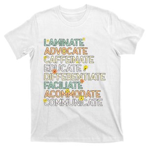 SPED Special Education Teacher Laminate Advocate Caffeinate T-Shirt