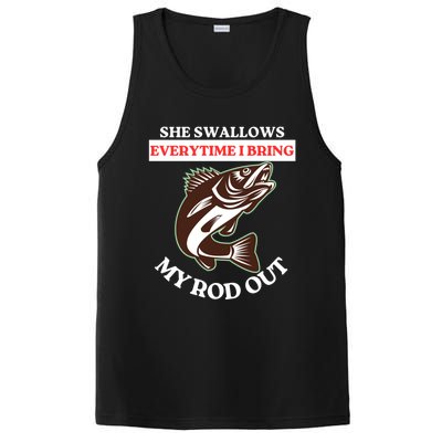 She Swallows Everytime I Bring My Rod Out Funny Fishing Joke Gift PosiCharge Competitor Tank