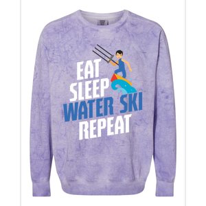 Skier Surfer Eat Sleep Water Ski Waterski Wakeboarding Great Gift Colorblast Crewneck Sweatshirt