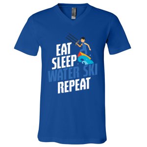 Skier Surfer Eat Sleep Water Ski Waterski Wakeboarding Great Gift V-Neck T-Shirt