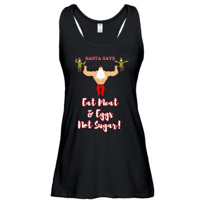 Santa says eat meat and eggs not sugar  Ladies Essential Flowy Tank