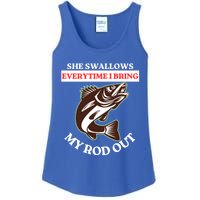 She Swallows Everytime I Bring My Rod Out Funny Fishing Joke Gift Ladies Essential Tank