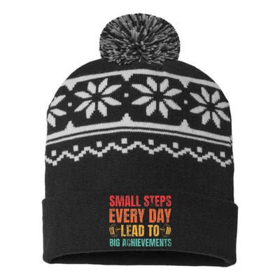 Small Steps Every Day Lead To Big Achievements USA-Made Snowflake Beanie