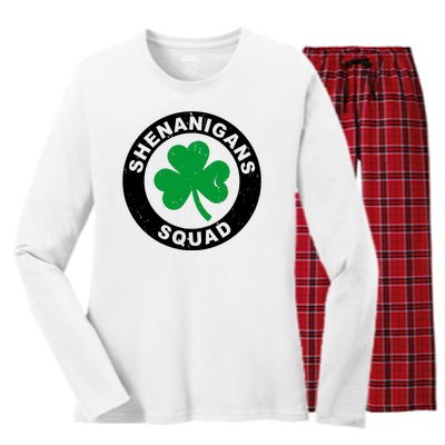 Shenanigans Squad Funny St PatrickS Day Party Women's Long Sleeve Flannel Pajama Set 