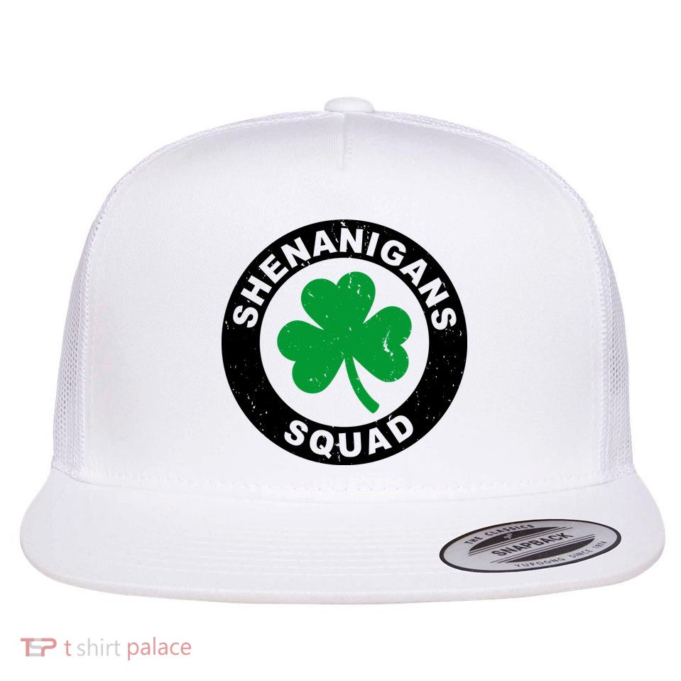 Shenanigans Squad Funny St PatrickS Day Party Flat Bill Trucker Hat