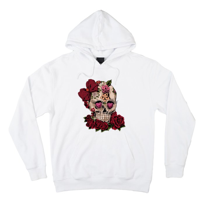 Sugar Skull Flowers Day Of The Dead Gift Idea Hoodie