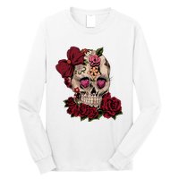 Sugar Skull Flowers Day Of The Dead Gift Idea Long Sleeve Shirt