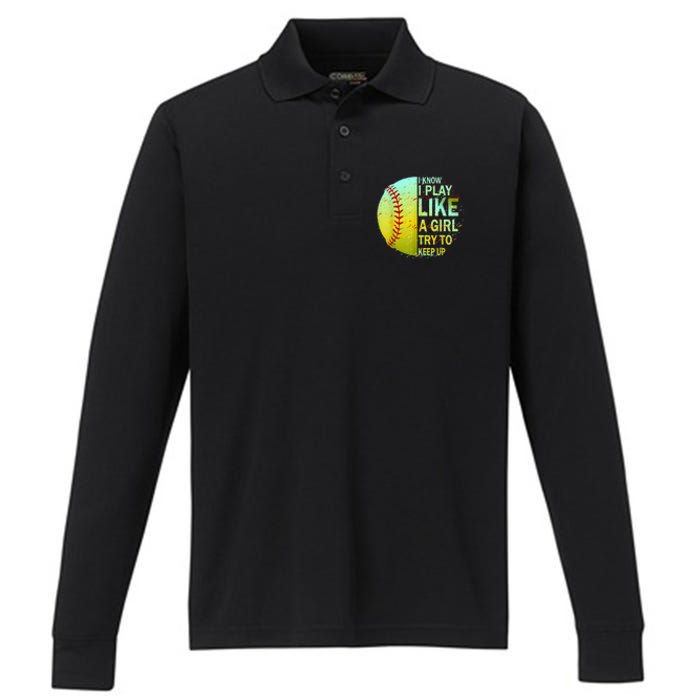 Softball Shirts For Girls | Softball TShirt Performance Long Sleeve Polo