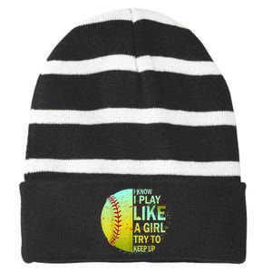 Softball Shirts For Girls | Softball TShirt Striped Beanie with Solid Band