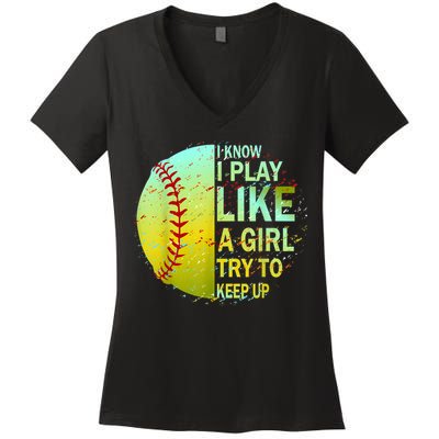 Softball Shirts For Girls | Softball TShirt Women's V-Neck T-Shirt