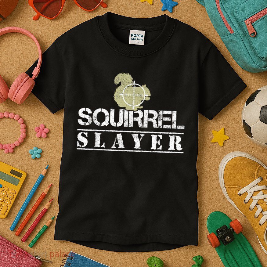 Squirrel Slayer Funny Squirrel Hunting Squirrel Hunters Kids T-Shirt