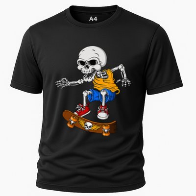 Skateboarding Skeleton Funny Skater Skate Board Halloween Performance Shirt