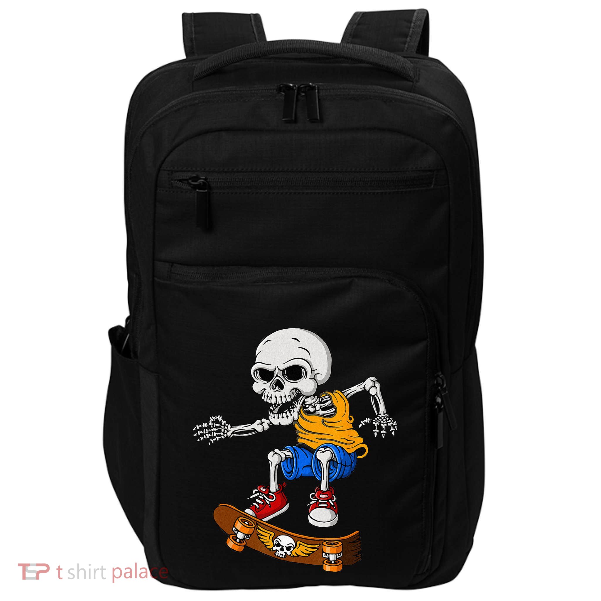 Skateboarding Skeleton Funny Skater Skate Board Halloween Impact Tech Backpack