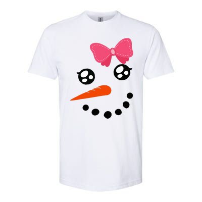 Snow Snowman Face Carrot Nose Pink Bow  Softstyle® CVC T-Shirt