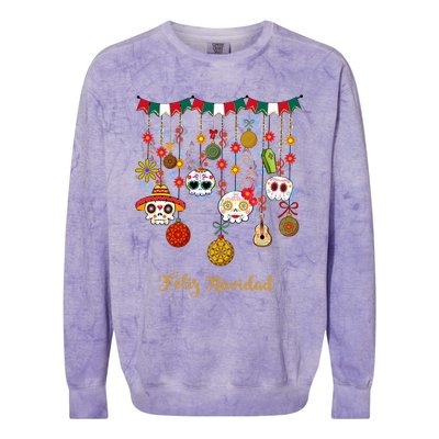 Sugar Skull Feliz Navidad Spanish Christmas Colorblast Crewneck Sweatshirt