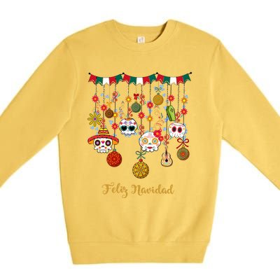 Sugar Skull Feliz Navidad Spanish Christmas Premium Crewneck Sweatshirt