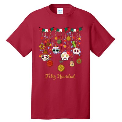 Sugar Skull Feliz Navidad Spanish Christmas Tall T-Shirt