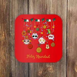 Sugar Skull Feliz Navidad Spanish Christmas Coaster