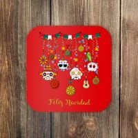 Sugar Skull Feliz Navidad Spanish Christmas Coaster