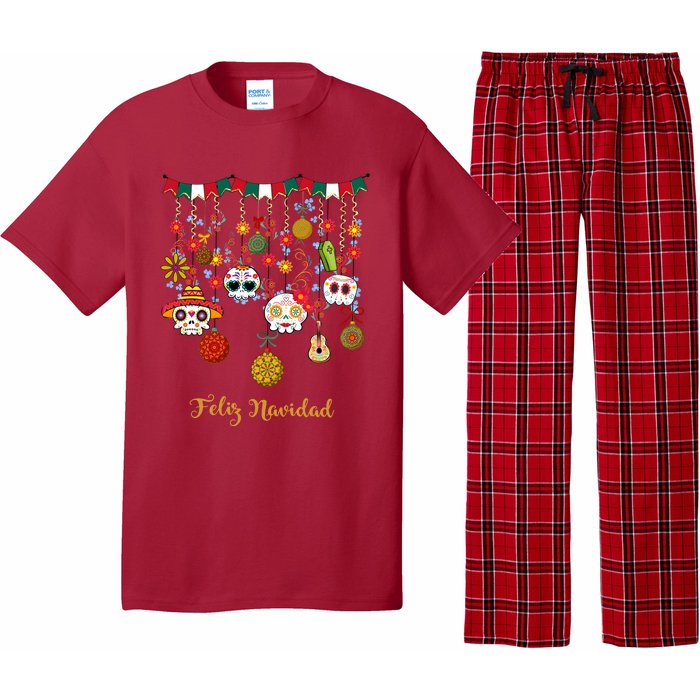 Sugar Skull Feliz Navidad Spanish Christmas Pajama Set