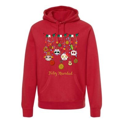 Sugar Skull Feliz Navidad Spanish Christmas Premium Hoodie