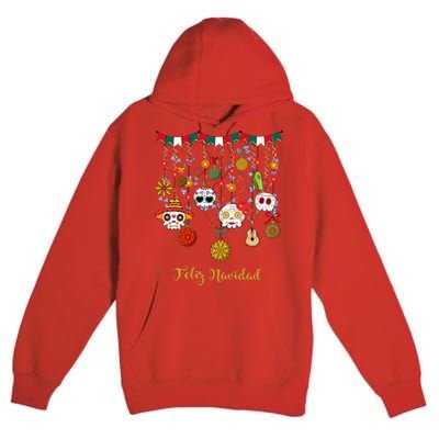 Sugar Skull Feliz Navidad Spanish Christmas Premium Pullover Hoodie