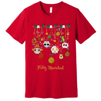 Sugar Skull Feliz Navidad Spanish Christmas Premium T-Shirt