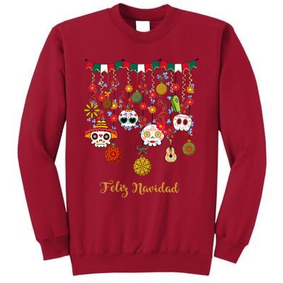 Sugar Skull Feliz Navidad Spanish Christmas Tall Sweatshirt