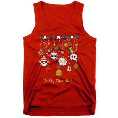 Sugar Skull Feliz Navidad Spanish Christmas Tank Top