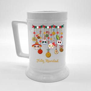 Sugar Skull Feliz Navidad Spanish Christmas Beer Stein