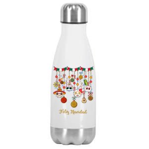 Sugar Skull Feliz Navidad Spanish Christmas Stainless Steel Insulated Water Bottle