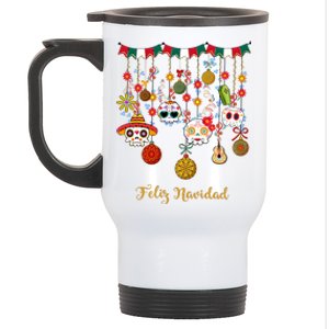 Sugar Skull Feliz Navidad Spanish Christmas Stainless Steel Travel Mug