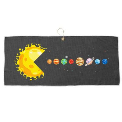 Solar System Funny Planet Sun And Astrology Large Microfiber Waffle Golf Towel